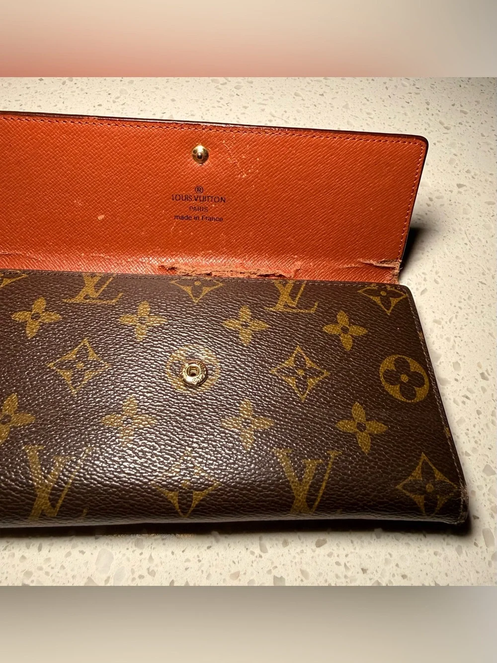 Vintage Louis Vuitton Monogram Long Wallet Brown Bifold - As Is/Repair